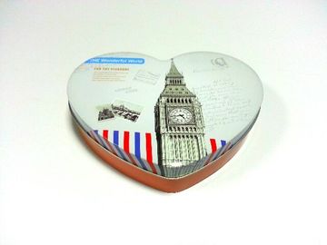 China Recipientes populares do folha-de-flandres da caixa da lata do chocolate, cor de prata para dentro, forma do coração fornecedor