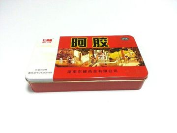 China O vermelho imprimiu recipientes quadrados da lata com tampa/tampa, espessura 0.23mm fornecedor