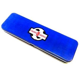 China Caso estacionário do retângulo azul da caixa da lata do lápis do metal para o escritório, folha-de-flandres de 0.23mm fornecedor
