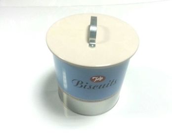 China Recipientes brancos/azuis do biscoito da lata com tampa/tampa, 162x175 milímetro fornecedor