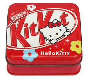 China Recipientes dos doces da lata de Hello Kitty, interno vazio e CYMK fora, lata de lata quadrada fornecedor