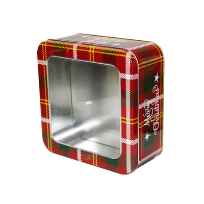 China Metal vazio Tin Box do feriado das latas do presente do Natal com latas quadradas da cookie da janela fornecedor