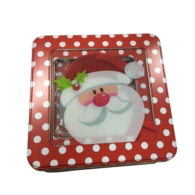 China O Natal vazio Tin Gift Box Square Cookie estanha com latas decorativas do feriado da janela com tampas fornecedor