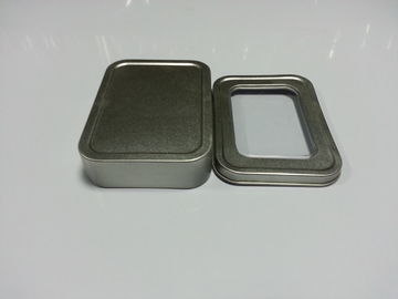 China Mini latas de lata lisas de prata, recipientes claros quadrados do presente da janela fornecedor