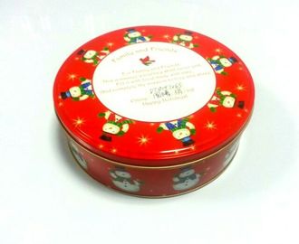 China Recipiente do biscoito da lata do cilindro para o feriado do Natal com etiqueta na parte inferior fornecedor