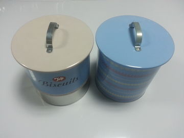 China Recipientes pintados do biscoito da lata do metal com o punho na tampa, espessura 0.25mm fornecedor