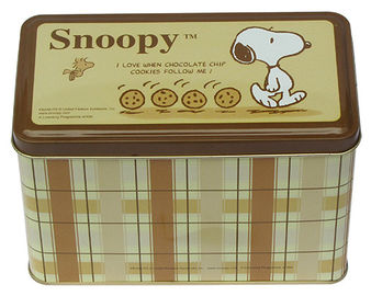 China Recipiente Snoopy da lata do biscoito, caixa da lata para biscoitos/bolos/empacotamento dos biscoitos fornecedor