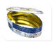 Cartucho oval da lata do chá com a cópia feita sob encomenda da caixa dourada interna do metal da cor aceitada fornecedor