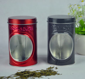 China Recipientes da lata do produto comestível da exposição com janela e gravação no corpo da caixa fábrica
