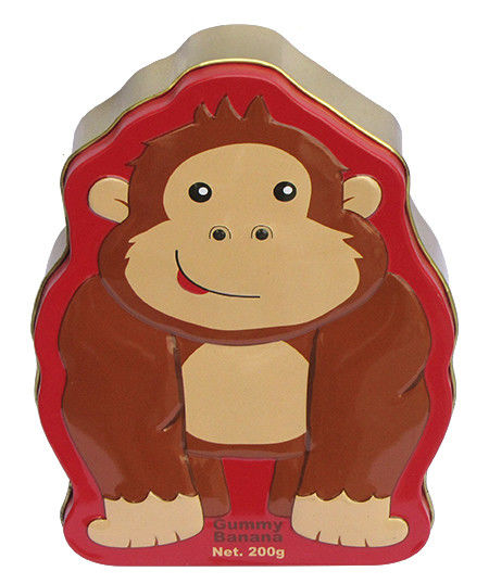 Forma bonito do orangotango do folha-de-flandres dos recipientes da lata do produto comestível dos doces
