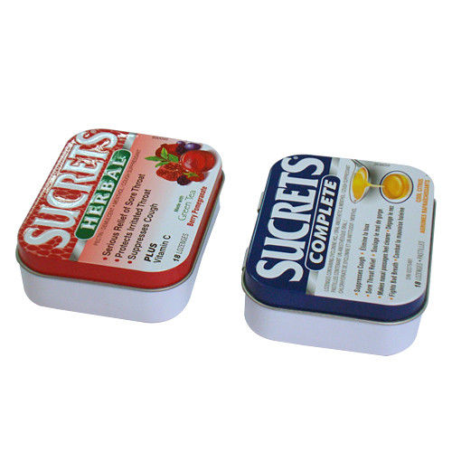 Recipiente da lata dos doces de SUCRETS, caixa pequena das hortelã com gravação na tampa